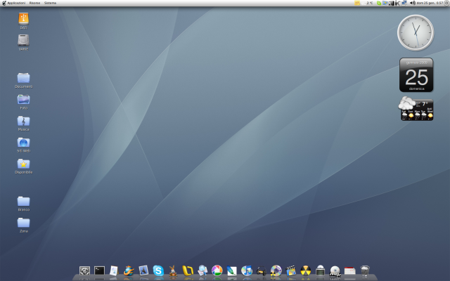 Il mio desktop Ubuntu 8.10 reso uguale al Mac OS X con Mac4Lin